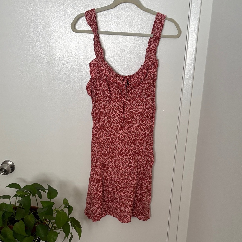 Angie Red Floral Mini Dress with Tie Front